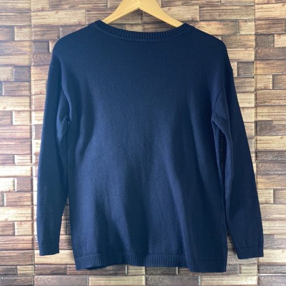 TALBOTS INDIGOO NAVY BLUE FRESH LEMONS INTARSIA SWEATER WOMENS SMALL PETITE - Picture 3 of 10